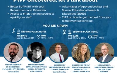 Meet Eat & Learn Workshop: PWP Uncovered, let’s talk about the challenges your business has with recruitment, retention, skills, and training!
